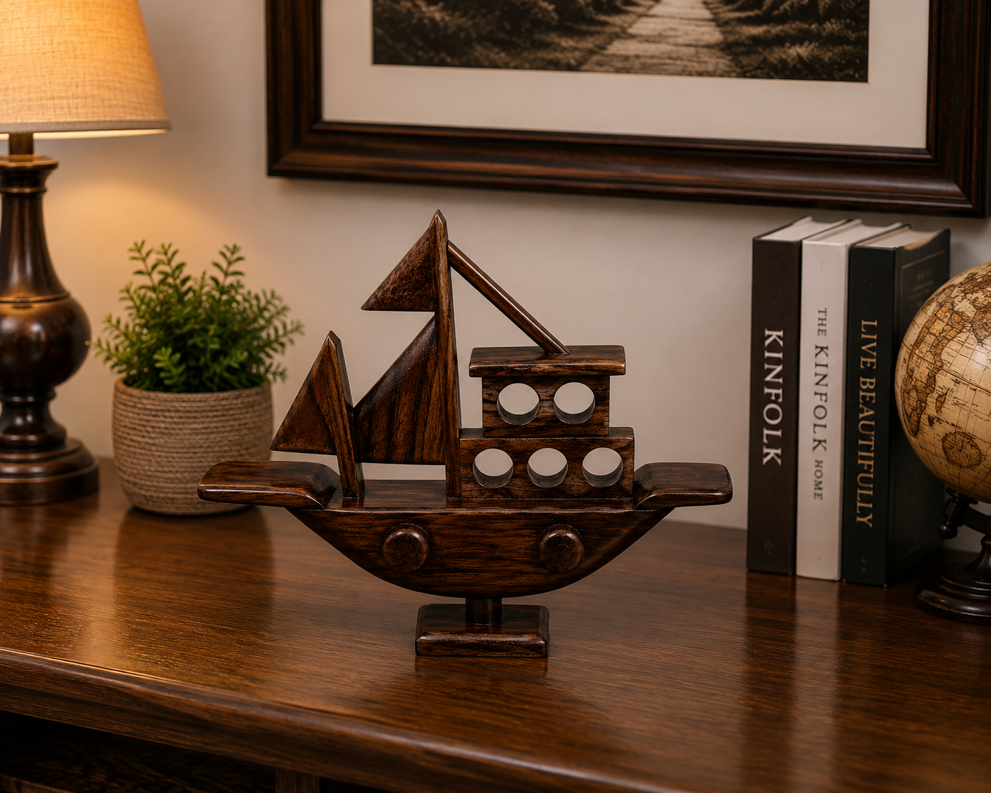 Premium Handcrafted Wooden Sailboat – Luxury Nautical Home Décor
