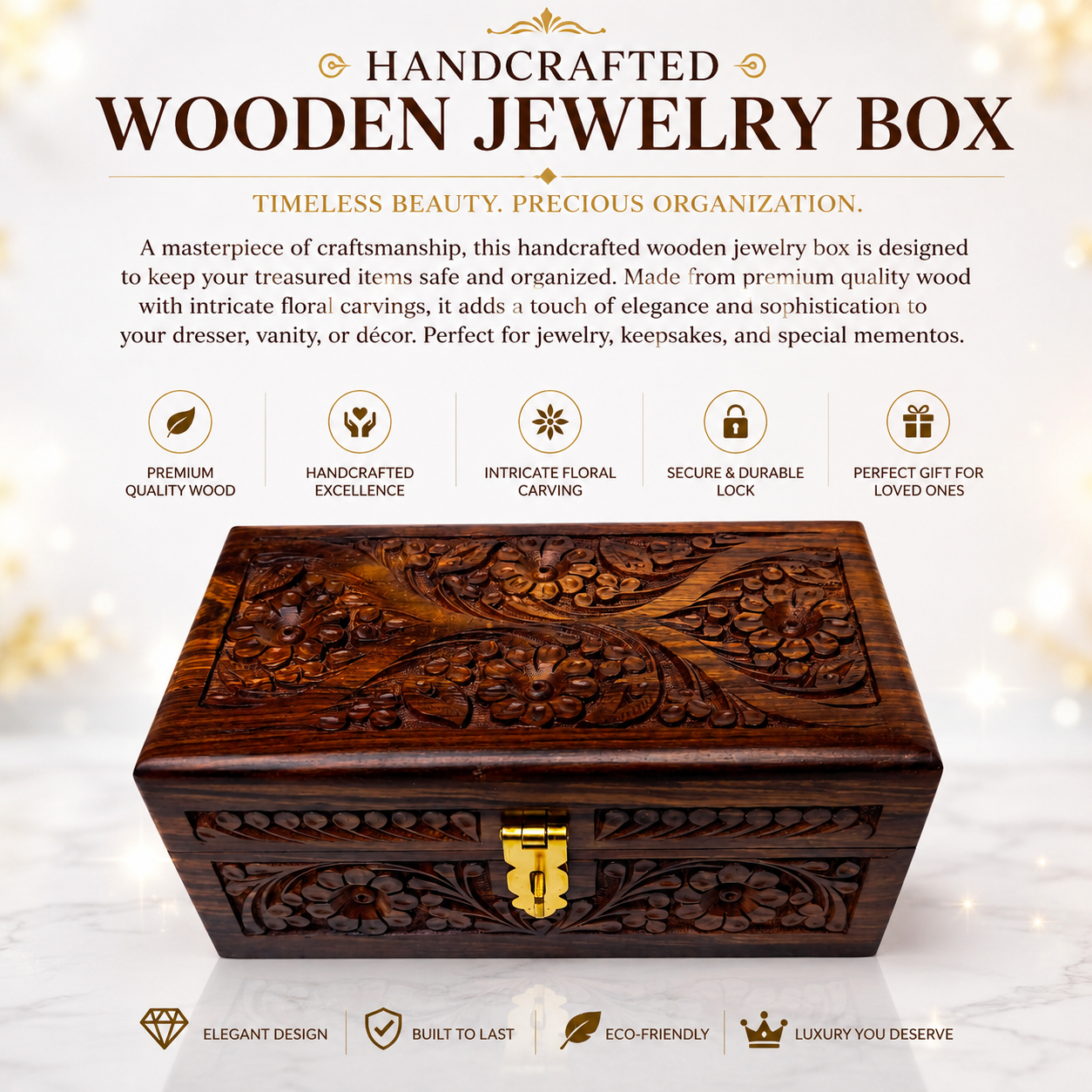 Premium Handcrafted Wooden Keepsake & Jewelry Box