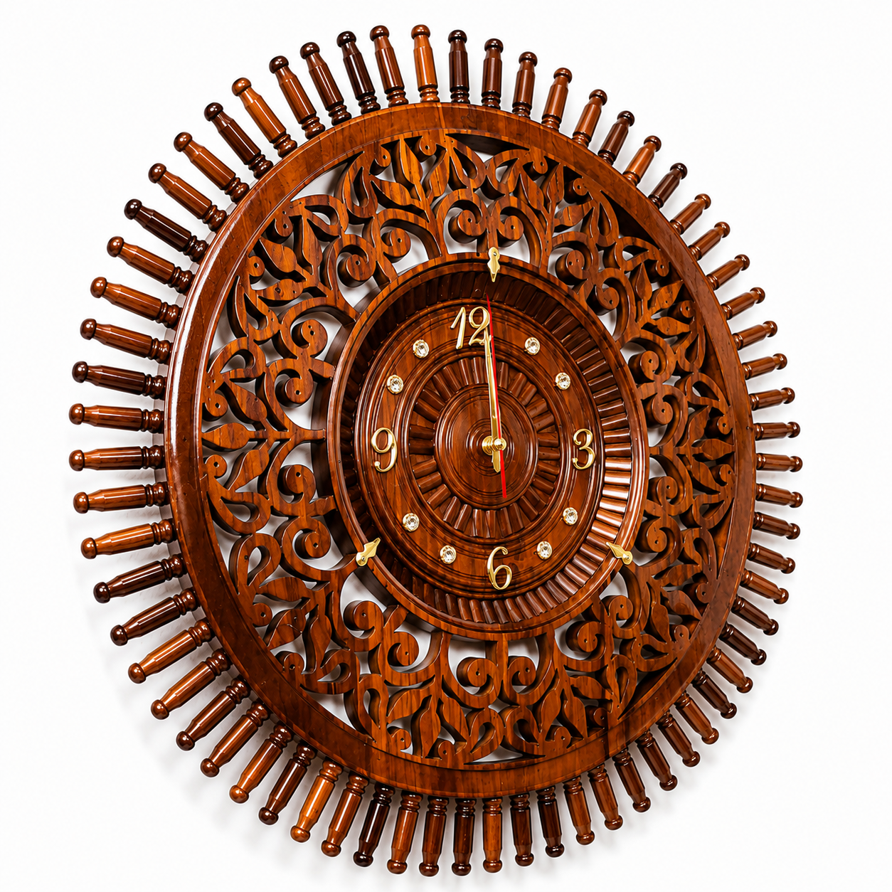 Luxury Hand-Carved Wooden Wall Clock | Premium Decorative Wooden Clock for Home & Office