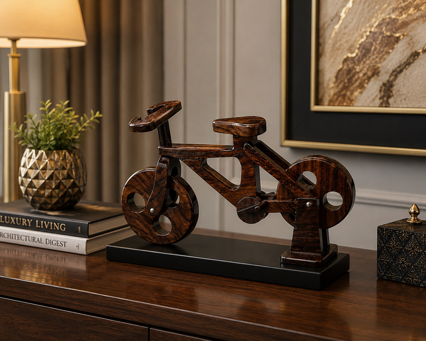 Handcrafted Wooden Bicycle Showpiece – Premium Decorative Cycle Model for Home & Office Décor