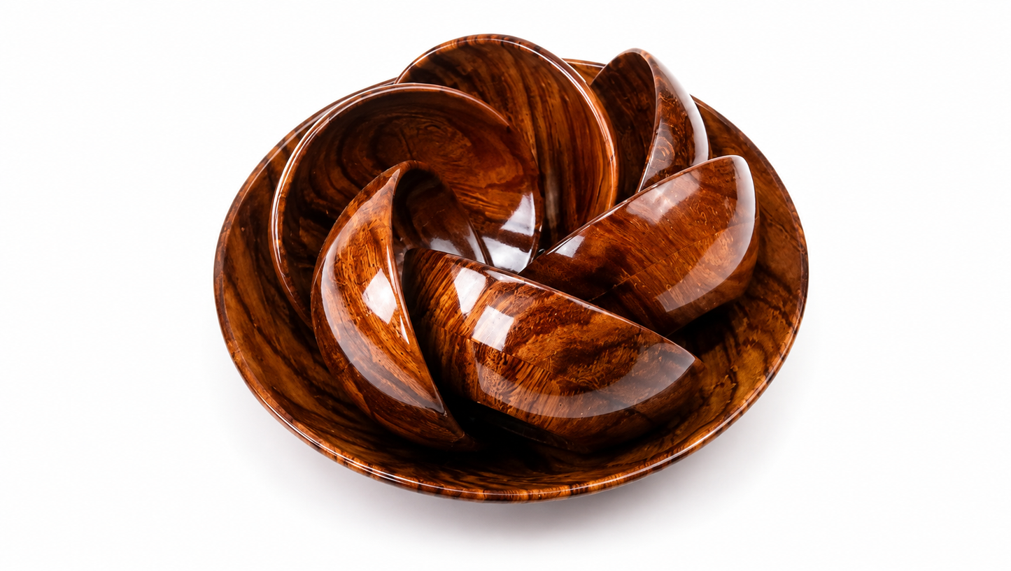 Premium Handcrafted Wooden Bowl Set 8 inch