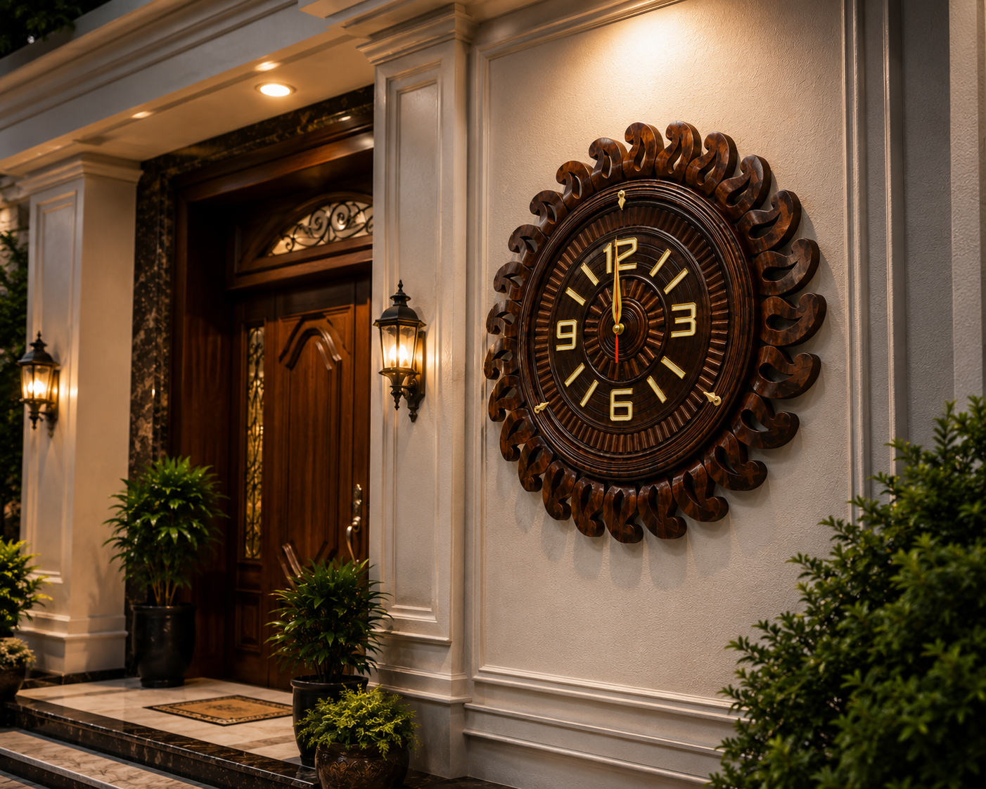 Premium Handmade Wooden Leaf Design Wall Clock | Luxury Decorative Wooden Wall Clock for Home & Office