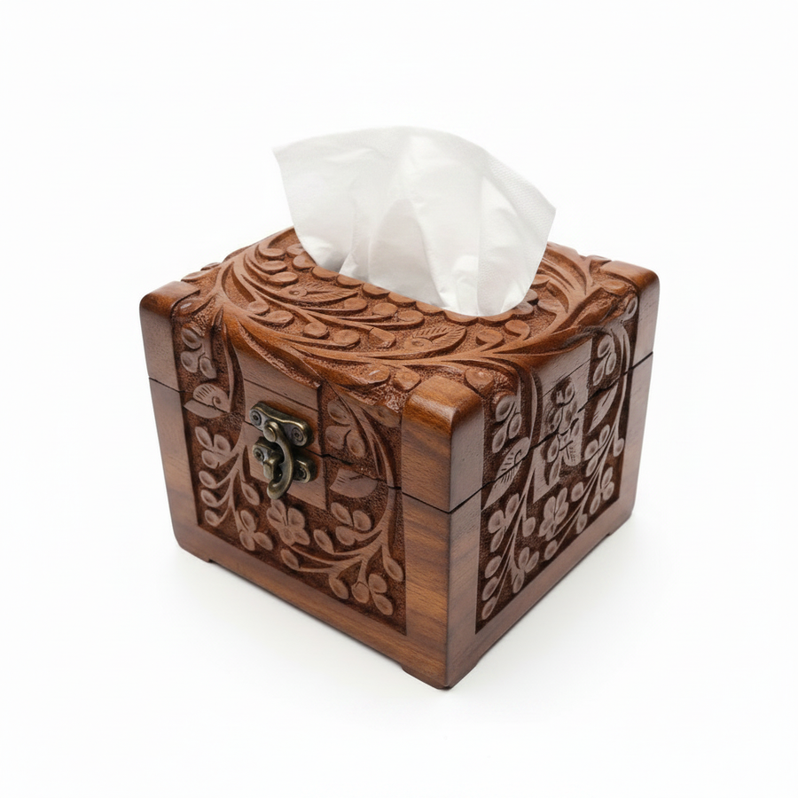 Handcrafted wooden tissue box collection