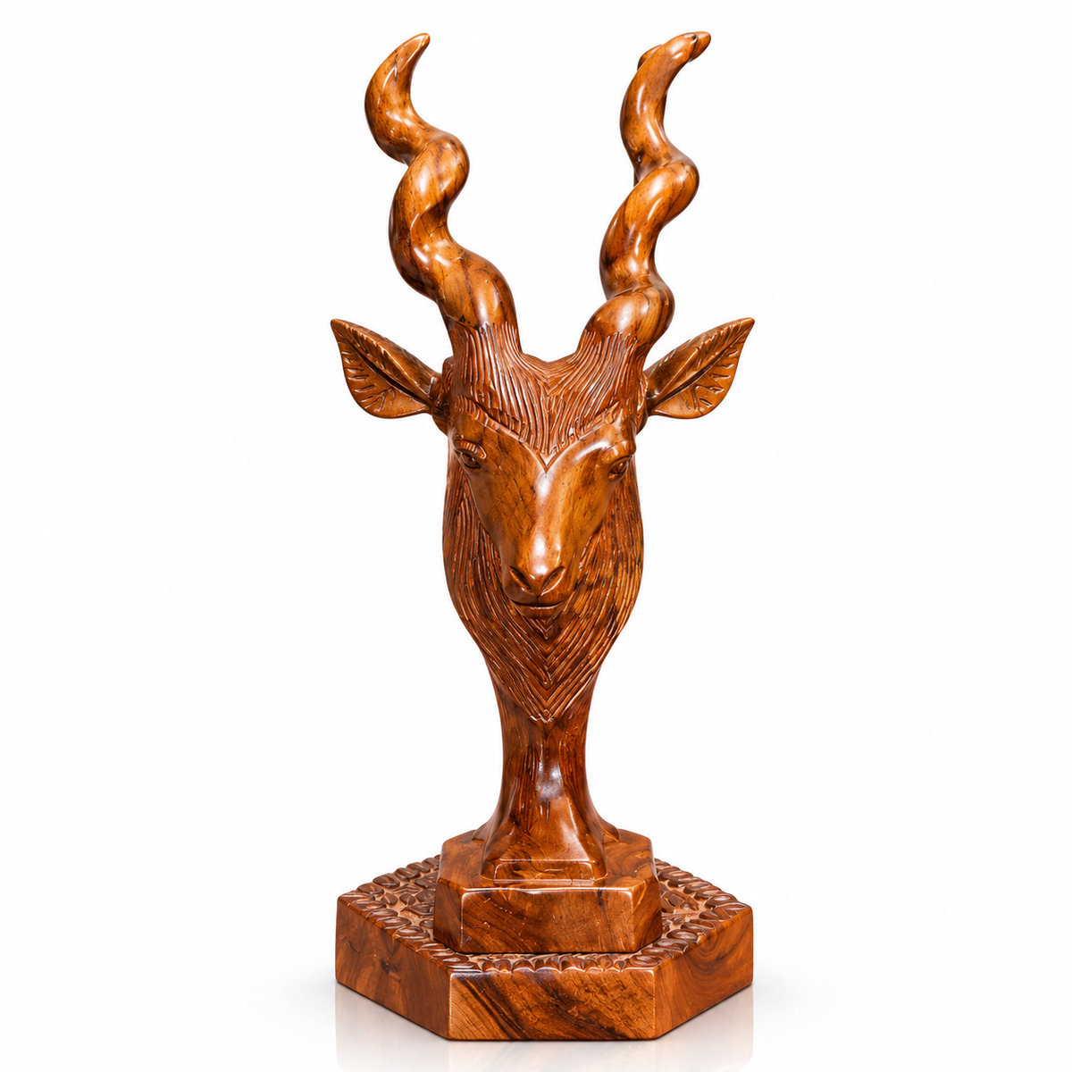 Handcrafted Wooden Deer Head Sculpture – Premium Carved Wood Decor