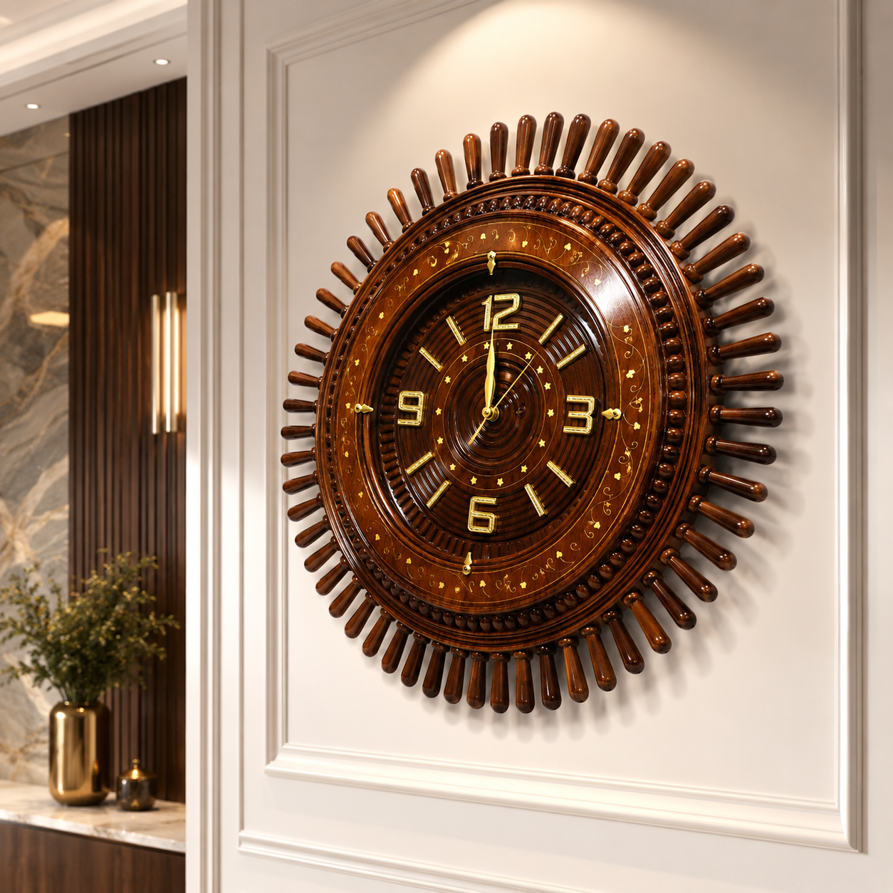 Handmade Wooden Wall Clock 22inch