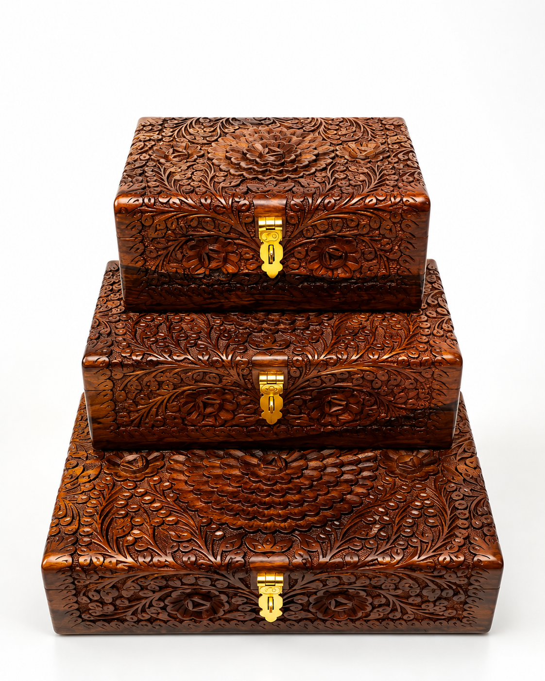 Handcrafted Wooden Storage Box Set