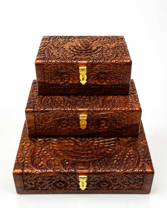 Handcrafted Wooden Storage Box Set