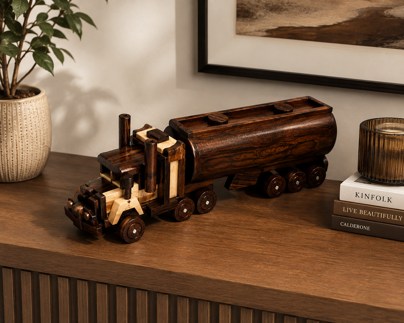 Premium Handcrafted Wooden Tanker Truck – Luxury Wooden Home Décor