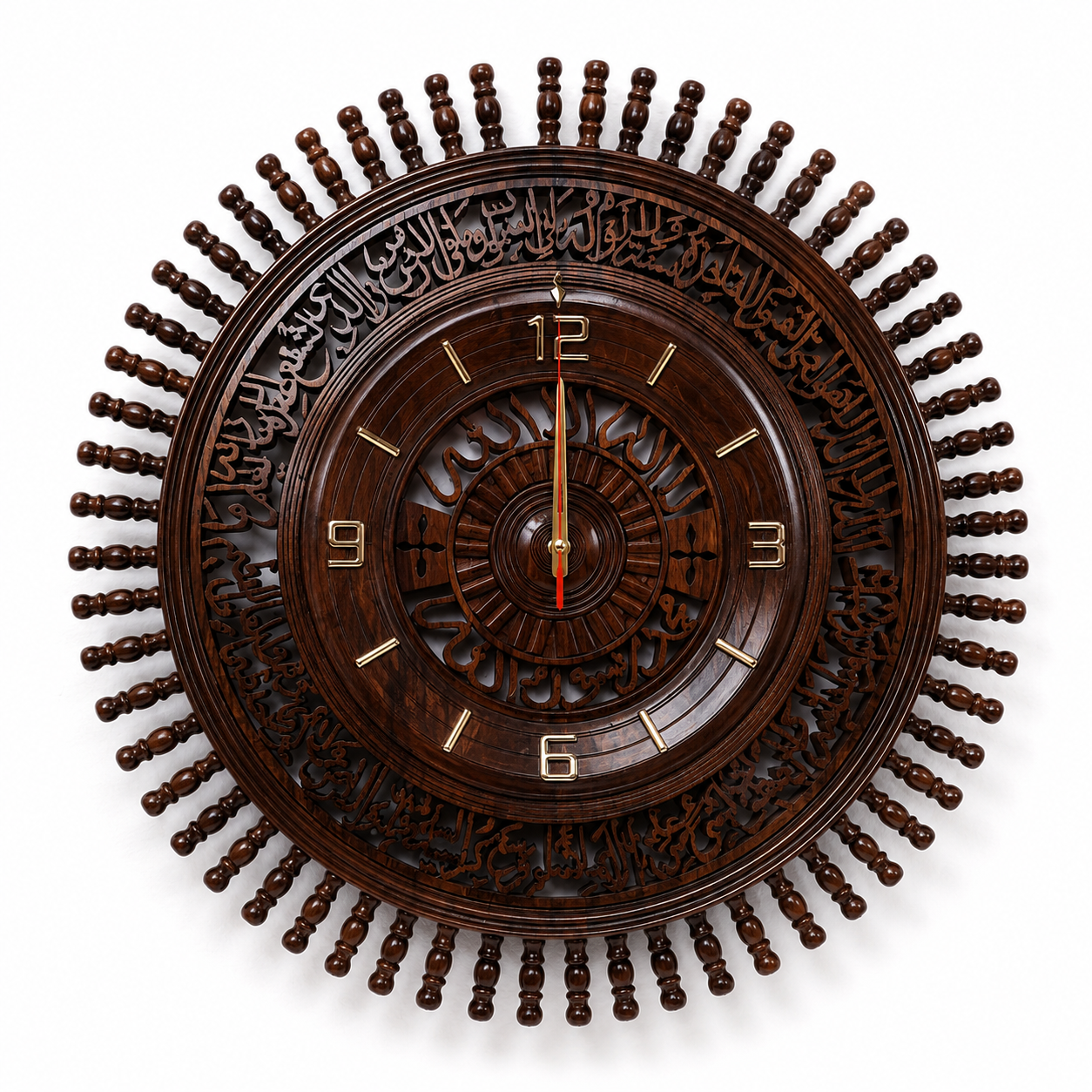 Premium Handcrafted Islamic Wooden Wall Clock – Luxury Home Décor