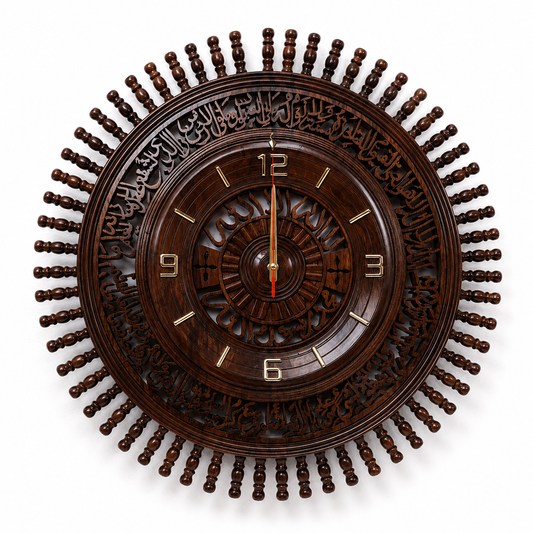 Premium Handcrafted Islamic Wooden Wall Clock – Luxury Home Décor
