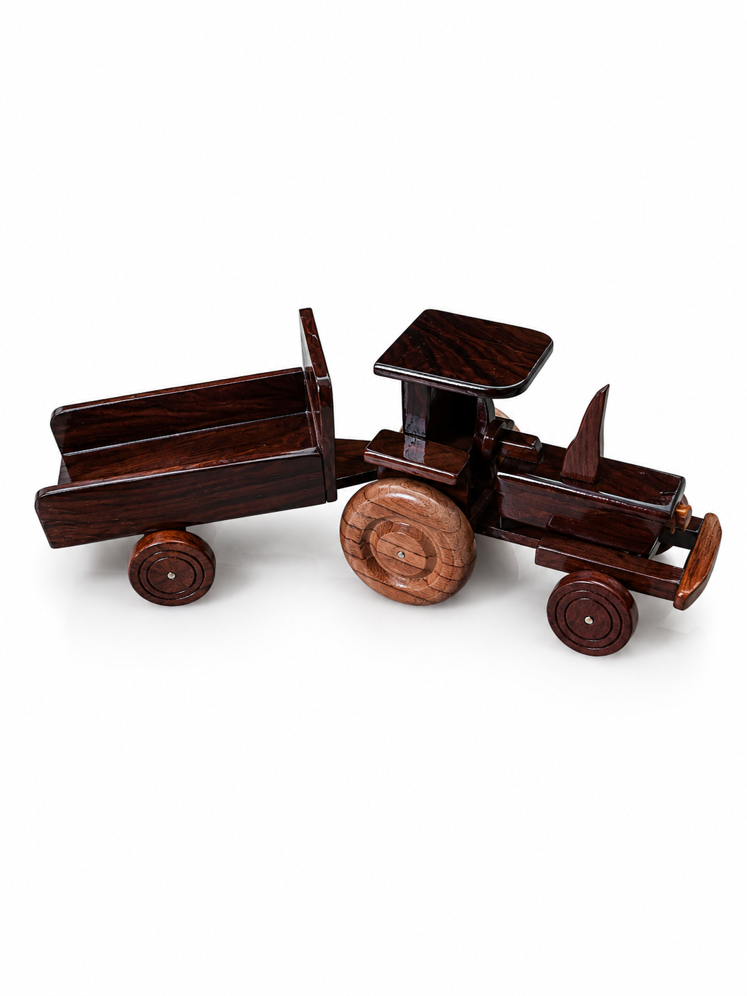 Premium Handcrafted Wooden Tractor with Trailer – Luxury Farmhouse Home Décor