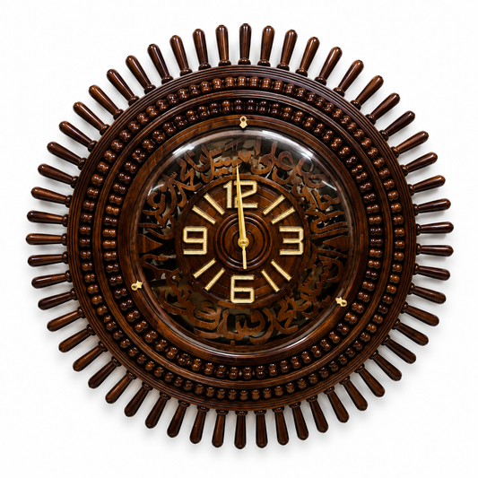 Premium Handcrafted Islamic Wooden Wall Clock – Luxury Home Décor