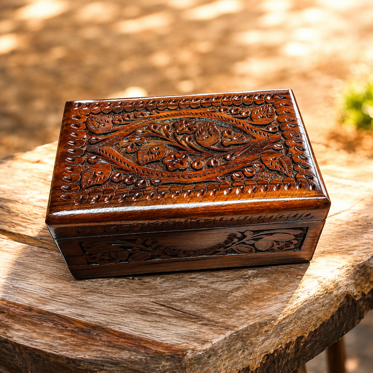 Luxury Handcrafted Wooden Jewelry Box with Red Velvet Interior – Premium Storage Box for Rings, Earrings & Accessories