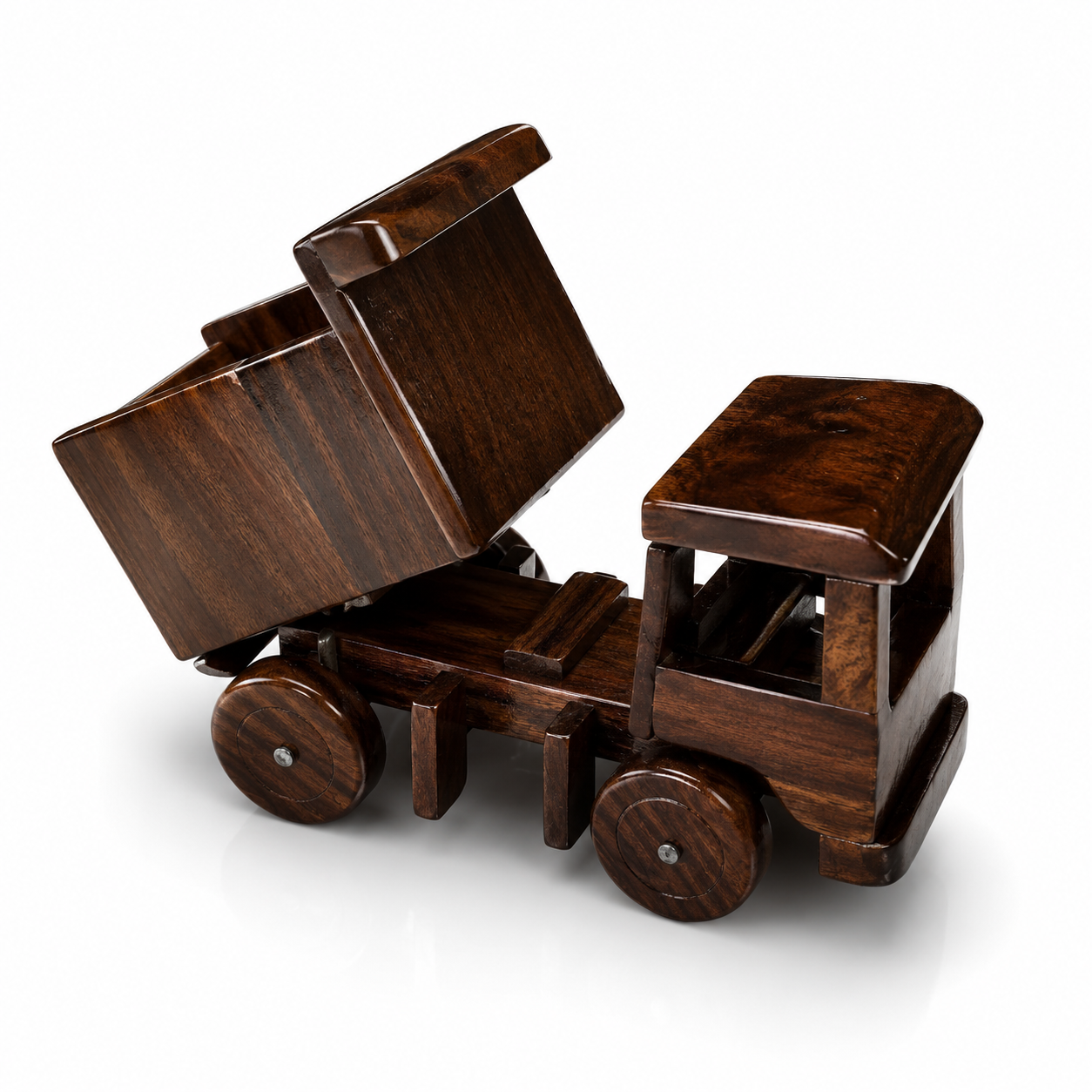 Handcrafted Wooden Dump Truck Showpiece – Premium Decorative Tipper Truck Model for Home & Office Décor