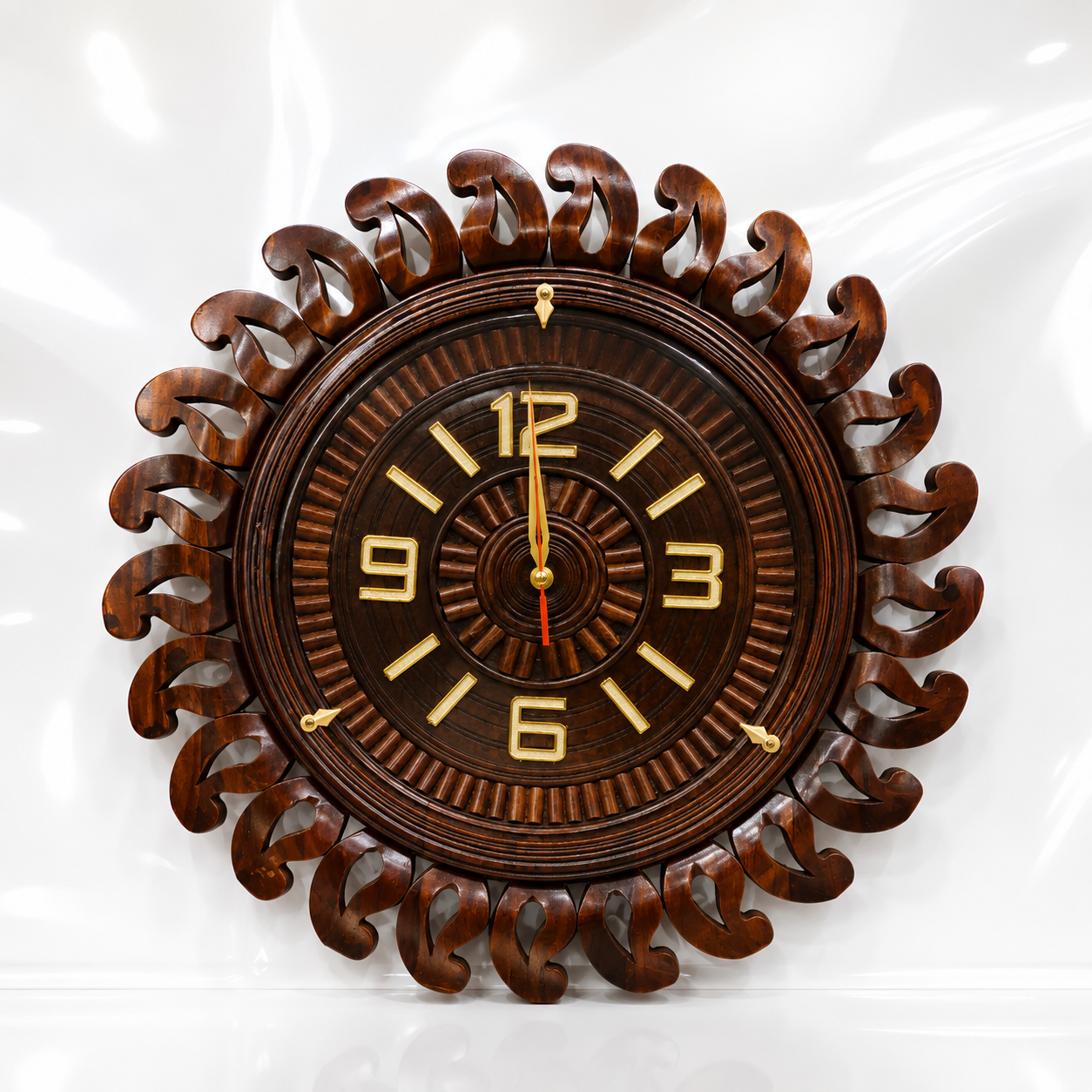 Premium Handmade Wooden Leaf Design Wall Clock | Luxury Decorative Wooden Wall Clock for Home & Office