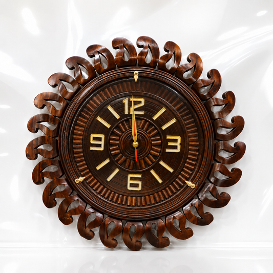 Premium Handmade Wooden Leaf Design Wall Clock | Luxury Decorative Wooden Wall Clock for Home & Office