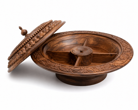 Handcrafted Wooden Dry Fruit Serving pot