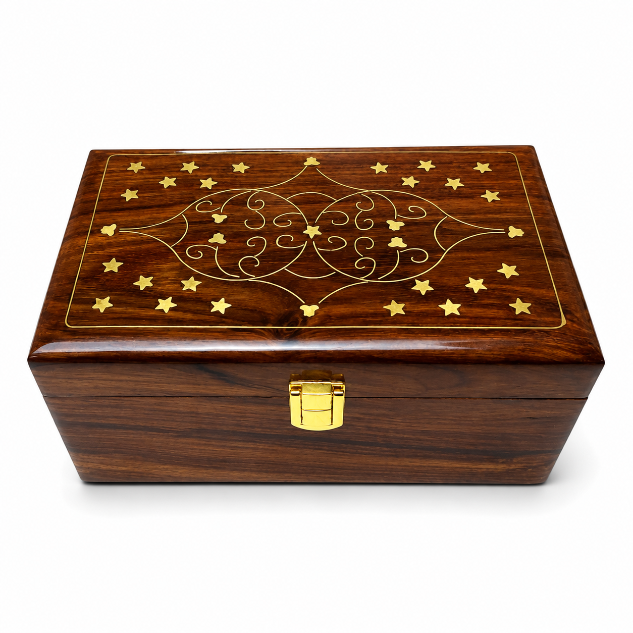 Luxury Handcrafted Wooden Jewelry Box with Red Velvet Interior – Premium Storage Box for Rings, Earrings & Accessories