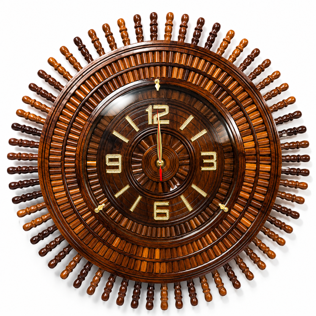 Hand-Carved Wooden Wall Clock | Premium Decorative Wooden Clock for Home & Office 22inch