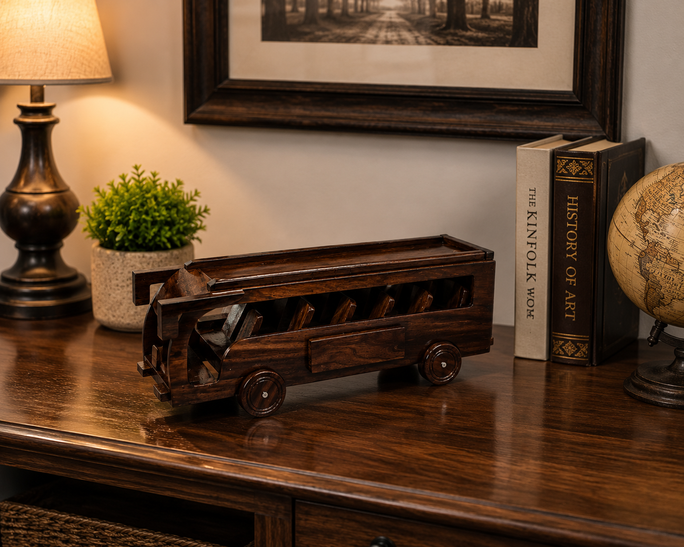 Premium Handcrafted Wooden Bus – Luxury Wooden Home Décor