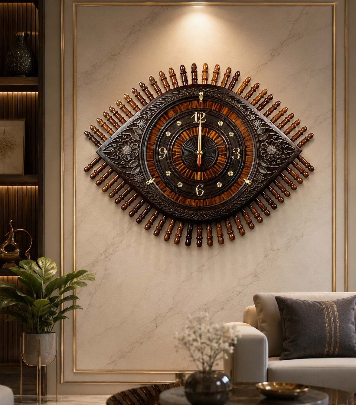 Luxury Handcrafted Wooden Wall Clock – Timeless Elegance for Your Home