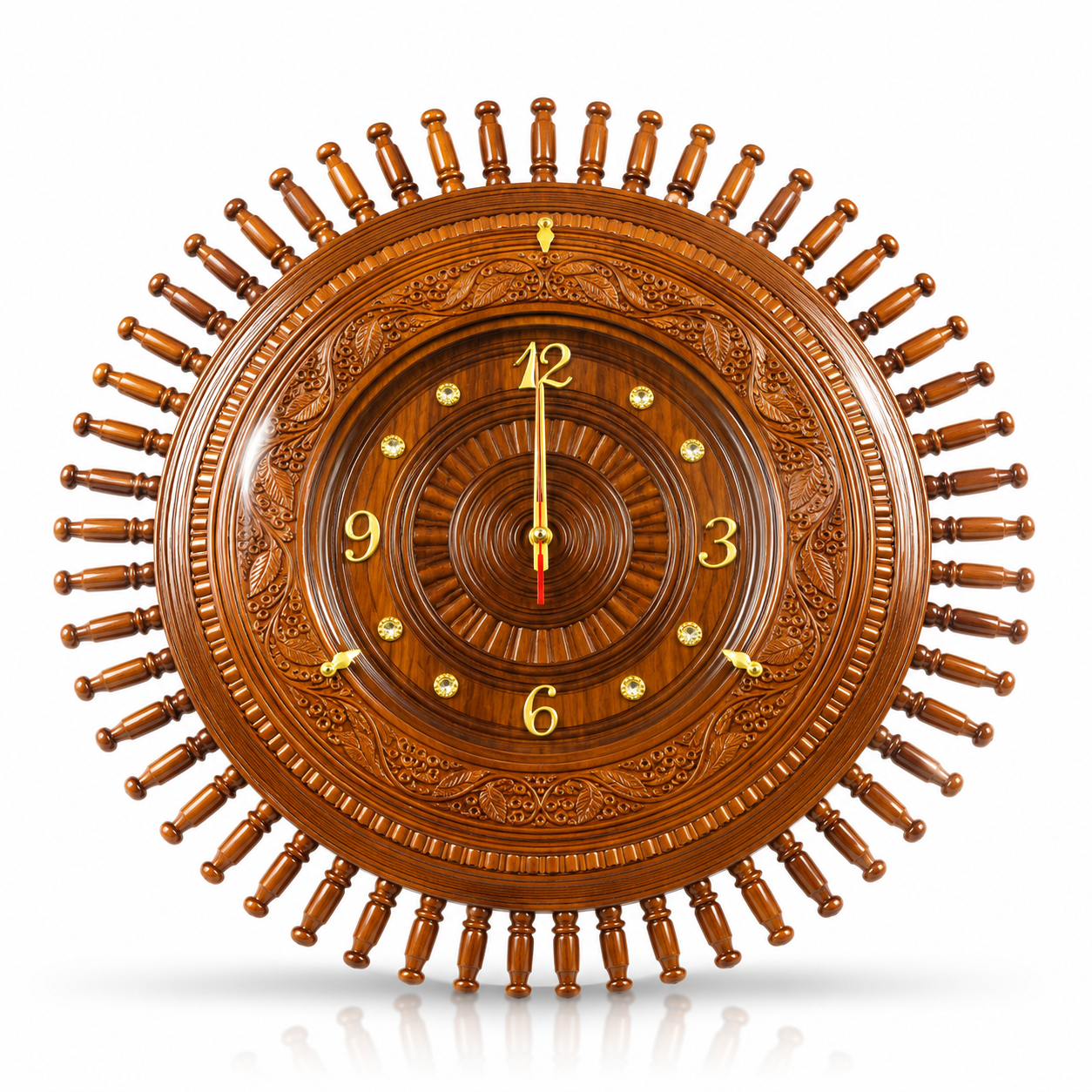 Handcrafted Wooden Wall Clock – Premium Carved Decorative Wall Clock for Living Room, Office & Home Décor