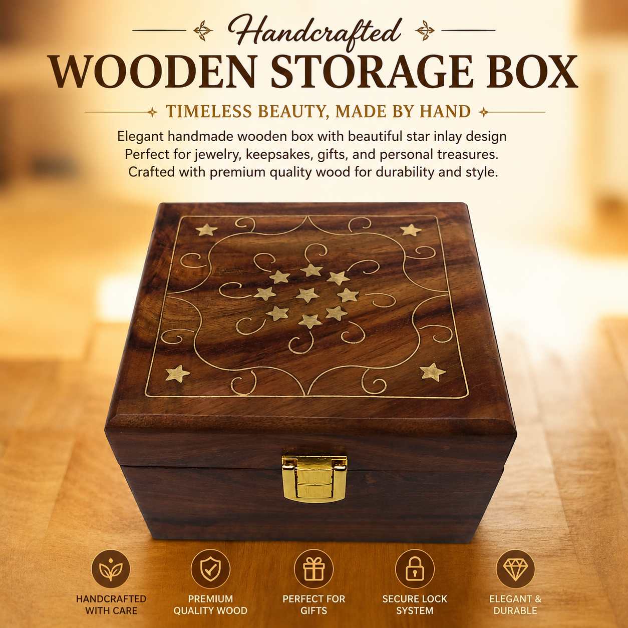 Premium Handcrafted Wooden Keepsake & Jewelry Box