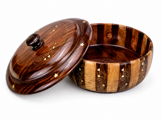Handcrafted Sheesham Wood Roti Hot Pot – Signature Edition Bread Keeper for Kitchen &amp; Dining