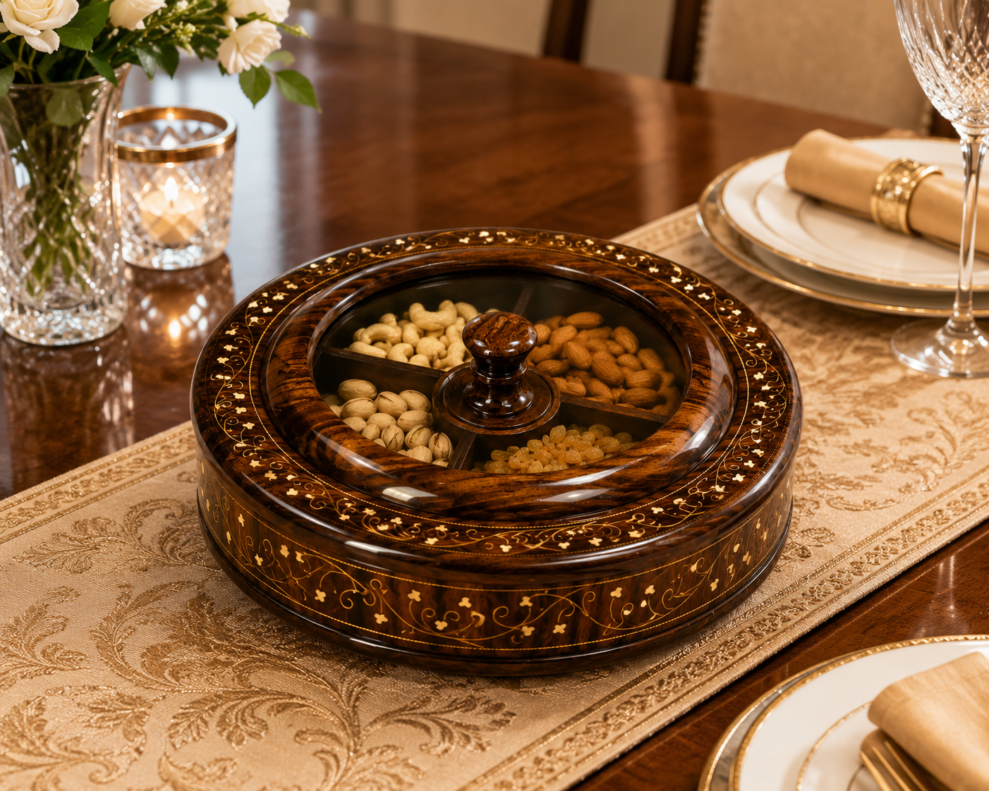 Handcrafted Wooden Dry Fruit pot