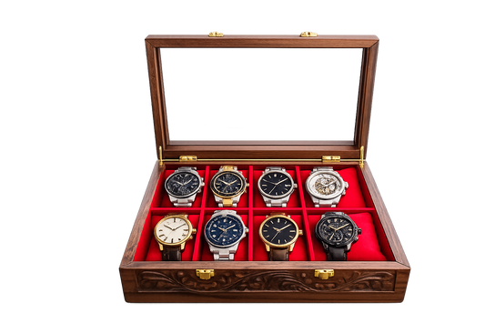 Handcrafted Wooden Watch Box – 10 Slot Luxury Watch Storage Case with Soft Velvet Interior
