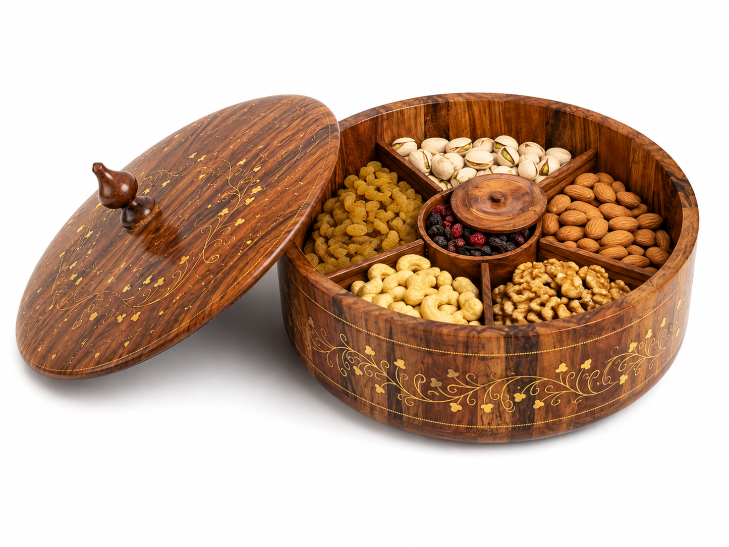 Handcrafted Wooden Dry Fruit pot