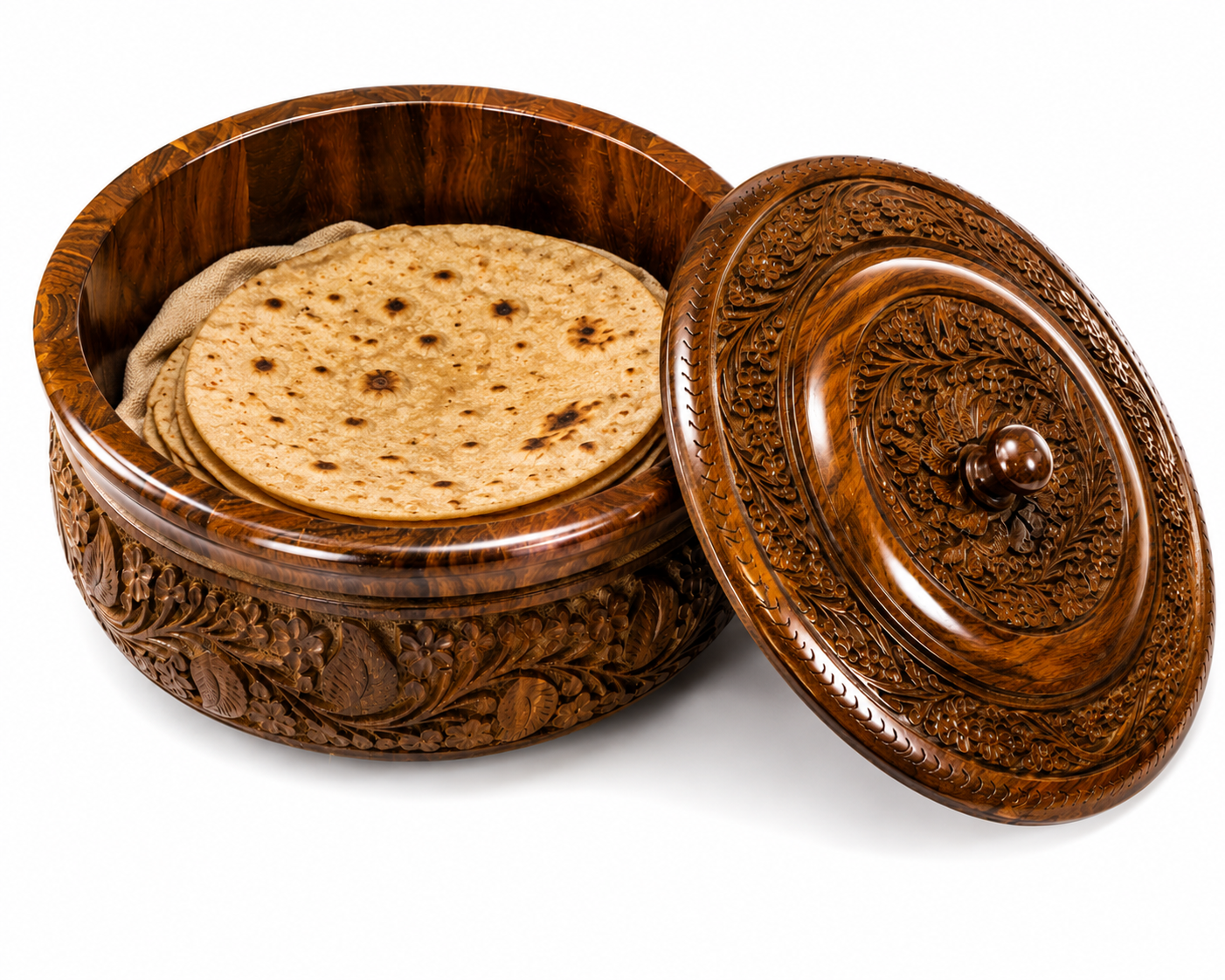 Handcrafted Wooden Chapati pot