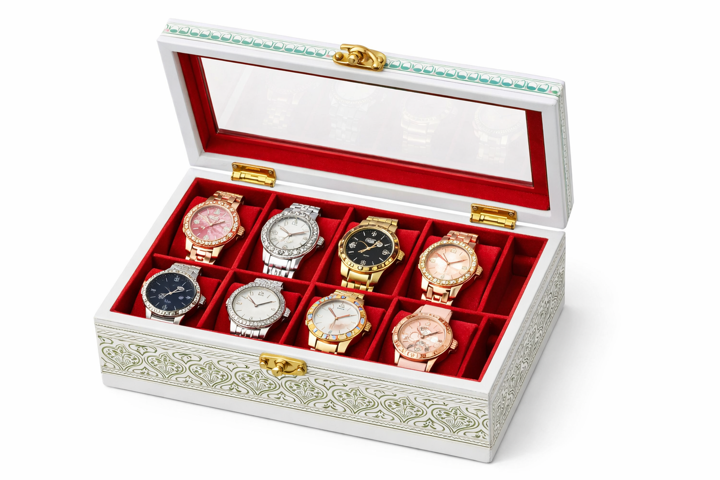 Luxury 6-Slot Wooden Watch Storage Box with Glass Display Lid – Premium Watch Organizer Case