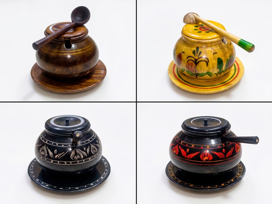 Handcrafted Wooden Sugar Pot with Spoon – Decorative Sugar Bowl with Lid for Tea & Coffee