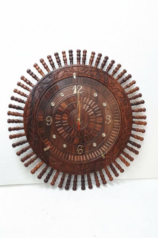 Luxury Hand-Carved Wooden Wall Clock | Premium Decorative Wooden Clock for Home & Office