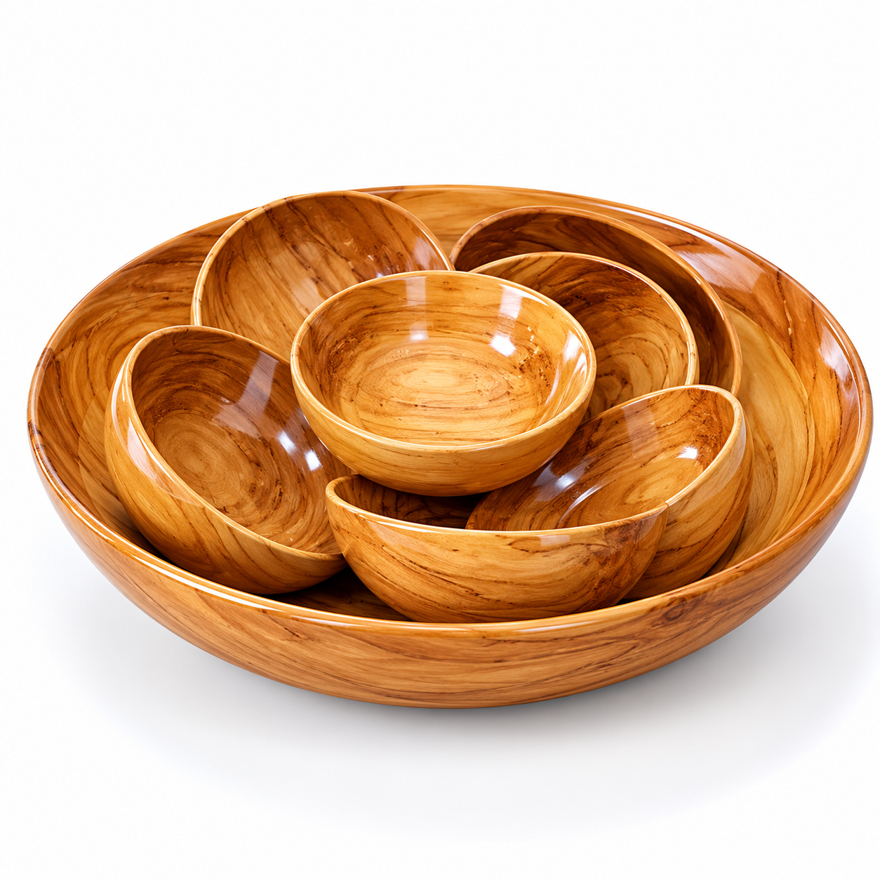 Premium Handcrafted Wooden Bowl Set 12inch - 5inch