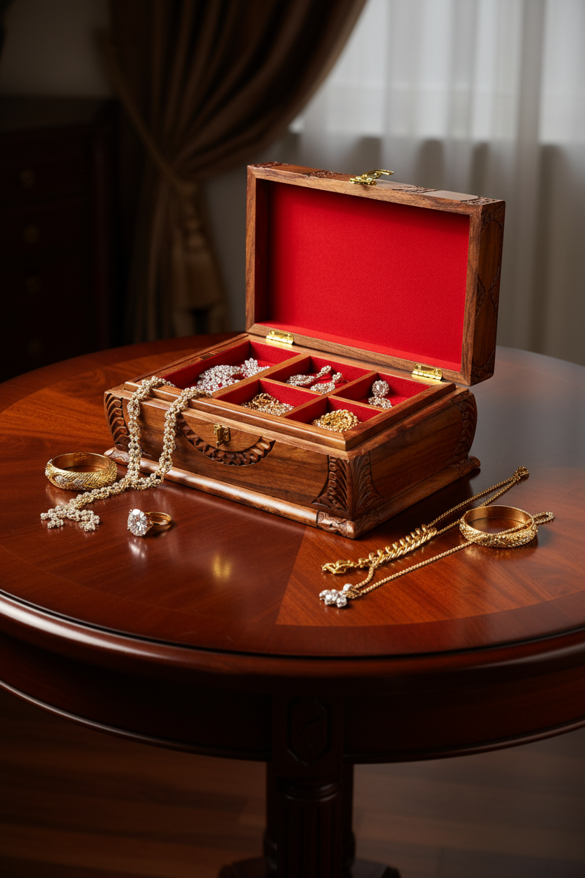 Handcrafted Wooden Jewelry Box Set – Premium Carved Storage Boxes with Velvet Interior