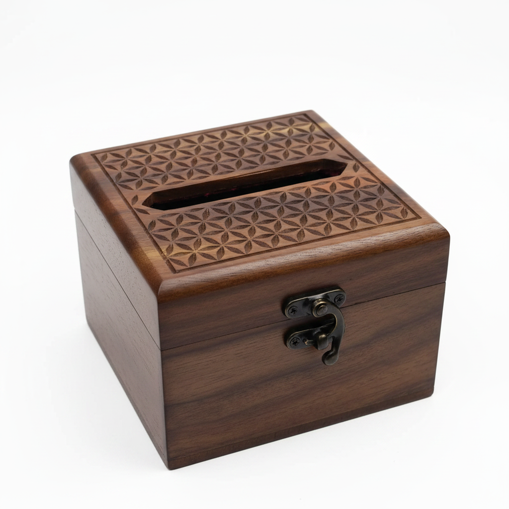 Premium Handcrafted Wooden Tissue Box Holder – Luxury Decorative Tissue Storage Box for Home & Office