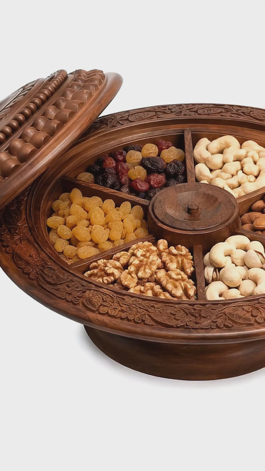 Handcrafted Wooden Dry Fruit pot