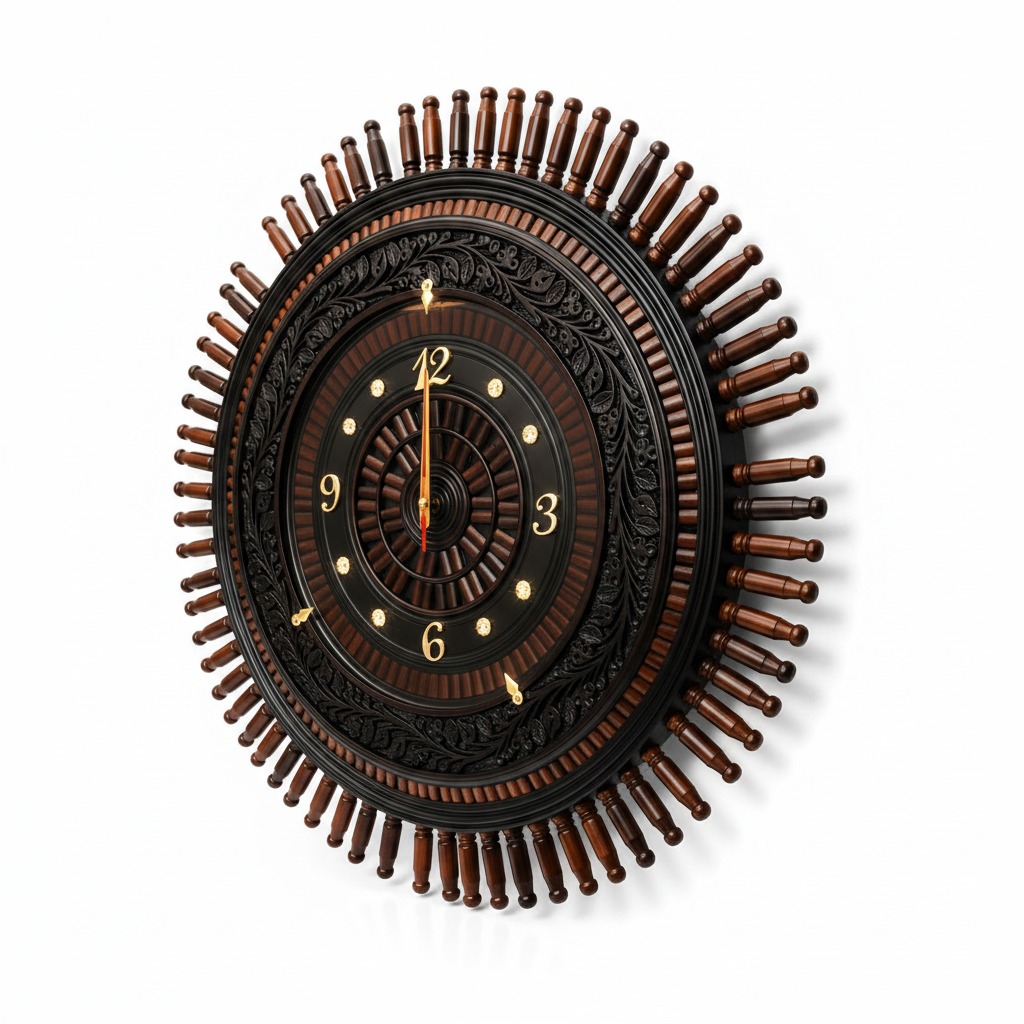 Luxury Hand-Carved Wooden Wall Clock | Premium Decorative Wooden Clock for Home & Office (Copy)