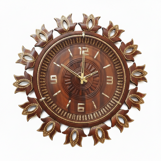 Luxury Hand-Carved Wooden Wall Clock | Premium Decorative Timepiece for Home & Office