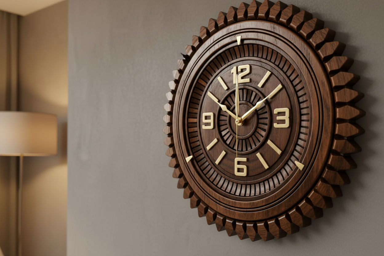 Wooden Wall Clock - Zoomed In